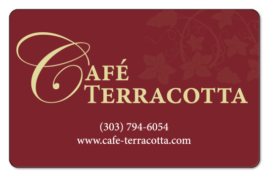Cafe Terracotta logo in cream over red background